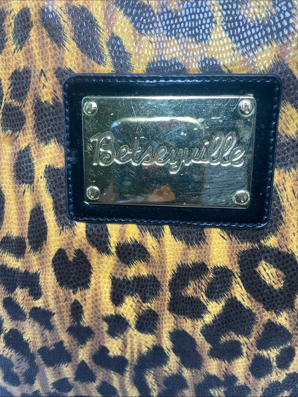 Betseyville Leopard Print Laptop Bag - Gold/Brown/Black